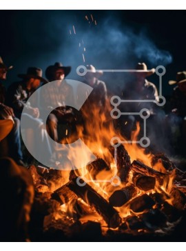 Intra Συλλεκτικό Ξύλινο Παζλ Plywood  4mm - Cowboys by the Fire Pit Σε Ξύλινο Κουτί - Διαστάσεις Puzzle: 10x10 cm – 25 κομμάτια