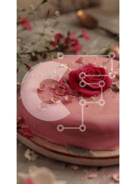 Intra Συλλεκτικό Ξύλινο Παζλ Plywood  4mm - Ροζ κέικ με τριαντάφυλλα και λουλούδια Σε Ξύλινο Κουτί - Διαστάσεις: 10x10 cm – 25 κομμάτια