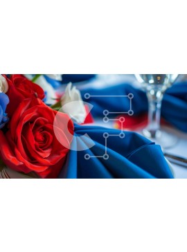 Intra Συλλεκτικό Ξύλινο Παζλ Plywood  4mm - Πατριωτικό μπουκέτο με κόκκινα, λευκά και μπλε λουλούδια Σε Ξύλινο Κουτί - Διαστάσεις Puzzle: 10x10 cm – 25 κομμάτια