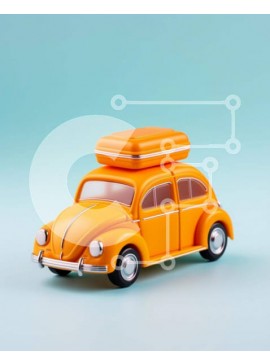 Intra Συλλεκτικό Ξύλινο Παζλ Plywood  4mm - Πορτοκαλί παιχνίδι αυτοκίνητο με βαλίτσα Σε Ξύλινο Κουτί - Διαστάσεις Puzzle: 10x10 cm – 25 κομμάτια