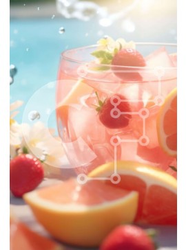 Σετ των 2 Intra Συλλεκτικό Ξύλινο Παζλ Plywood  4mm - Δροσιστικό ροζ ρόφημα με φρούτα και λουλούδια Σε Ξύλινο Κουτί - Διαστάσεις: 10x10 cm – 25 κομμάτια