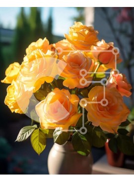 Intra Συλλεκτικό Ξύλινο Παζλ Plywood  4mm - Λευκό βάζο με κίτρινα τριαντάφυλλα στο φως του ήλιου Σε Ξύλινο Κουτί - Διαστάσεις: 10x10 cm – 25 κομμάτια