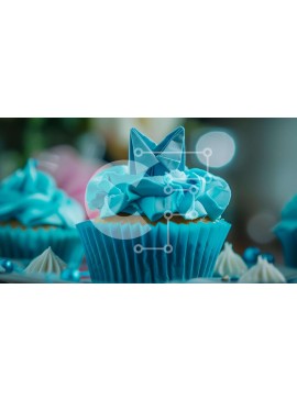 Σετ των 2 Intra Συλλεκτικό Ξύλινο Παζλ Plywood  4mm - Λαχταριστό cupcake με μπλε γλάσο Σε Ξύλινο Κουτί - Διαστάσεις: 10x10 cm – 25 κομμάτια