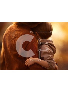 Intra Συλλεκτικό Ξύλινο Παζλ Plywood  4mm - Μητέρα και γιος που αγκαλιάζονται Σε Ξύλινο Κουτί - Διαστάσεις Puzzle: 10x10 cm – 25 κομμάτια