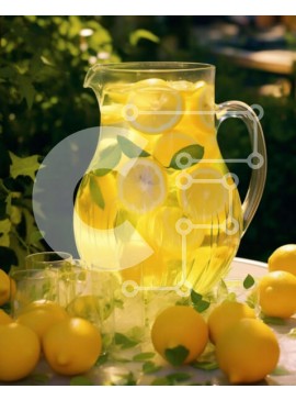 Σετ των 2 Intra Συλλεκτικό Ξύλινο Παζλ Plywood  4mm - Στάμνα λεμονάδας με φρέσκα λεμόνια και φύλλα μέντας Σε Ξύλινο Κουτί - Διαστάσεις: 10x10 cm – 25 κομμάτια