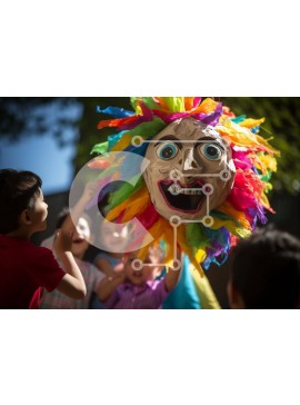 Intra Συλλεκτικό Ξύλινο Παζλ Plywood  4mm - Παιδιά που παίζουν με πολύχρωμη μάσκα Σε Ξύλινο Κουτί - Διαστάσεις Puzzle: 10x10 cm – 25 κομμάτια