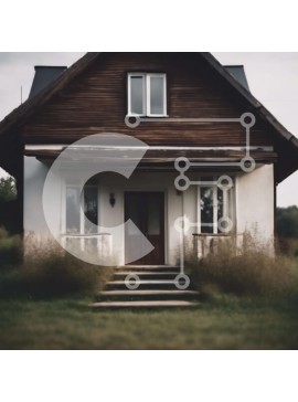 Intra Συλλεκτικό Ξύλινο Παζλ Plywood  4mm - Μπράουν και Λευκός Οίκος με βήματα Σε Ξύλινο Κουτί - Διαστάσεις Puzzle: 10x10 cm – 25 κομμάτια