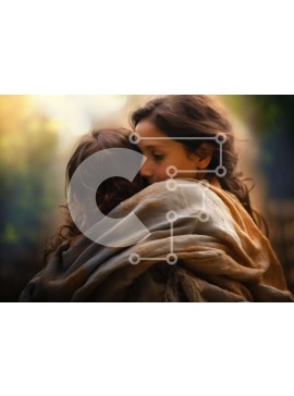 Intra Συλλεκτικό Ξύλινο Παζλ Plywood  4mm - Δύο γυναίκες που αγκαλιάζονται σε εξωτερικούς χώρους με μια κουβέρτα Σε Ξύλινο Κουτί - Διαστάσεις Puzzle: 10x10 cm – 25 κομμάτια