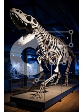 Intra Συλλεκτικό Ξύλινο Παζλ Plywood  4mm - Έκθεση T-Rex Skeleton Σε Ξύλινο Κουτί - Διαστάσεις Puzzle: 10x10 cm – 25 κομμάτια