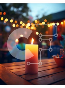 Σετ των 2 Intra Συλλεκτικό Ξύλινο Παζλ Plywood  4mm - Υπαίθρια σκηνή φαγητού με κερί και ανθρώπους Σε Ξύλινο Κουτί - Διαστάσεις: 10x10 cm – 25 κομμάτια