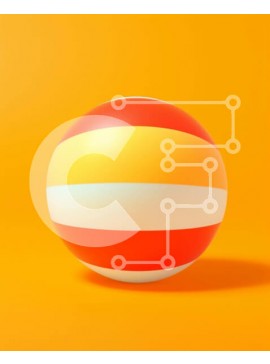 Intra Συλλεκτικό Ξύλινο Παζλ Plywood  4mm - Πλωτή μπάλα παραλίας σε κίτρινο φόντο Σε Ξύλινο Κουτί - Διαστάσεις Puzzle: 10x10 cm – 25 κομμάτια