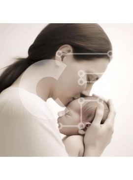 Intra Συλλεκτικό Ξύλινο Παζλ Plywood  4mm - Μητέρα που φιλά το νεογέννητο μωρό Σε Ξύλινο Κουτί - Διαστάσεις Puzzle: 10x10 cm – 25 κομμάτια