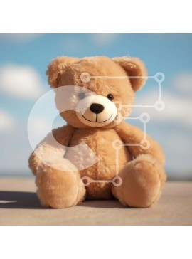 Intra Συλλεκτικό Ξύλινο Παζλ Plywood  4mm - Καφέ αρκουδάκι που κάθεται στο έδαφος με θέα στον ουρανό Σε Ξύλινο Κουτί - Διαστάσεις: 10x10 cm – 25 κομμάτια