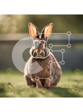Intra Συλλεκτικό Ξύλινο Παζλ Plywood  4mm - Καφέ κουνέλι που κάθεται στο γρασίδι και κοιτάζει την κάμερα Σε Ξύλινο Κουτί - Διαστάσεις: 10x10 cm – 25 κομμάτια
