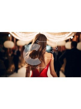 Intra Συλλεκτικό Ξύλινο Παζλ Plywood  4mm - Κομψή γυναίκα με κόκκινο φόρεμα που περπατά στο διάδρομο Σε Ξύλινο Κουτί - Διαστάσεις Puzzle: 10x10 cm – 25 κομμάτια