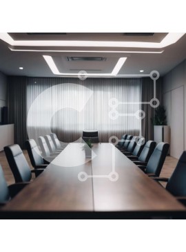 Intra Συλλεκτικό Ξύλινο Παζλ Plywood  4mm - Κενή αίθουσα συνεδριάσεων με μακρύ τραπέζι και μαύρες καρέκλες Σε Ξύλινο Κουτί - Διαστάσεις Puzzle: 10x10 cm – 25 κομμάτια