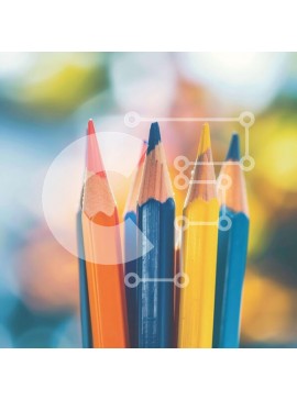 Intra Συλλεκτικό Ξύλινο Παζλ Plywood  4mm - Κοντινό πλάνο με χρωματιστά μολύβια Σε Ξύλινο Κουτί - Διαστάσεις Puzzle: 10x10 cm – 25 κομμάτια