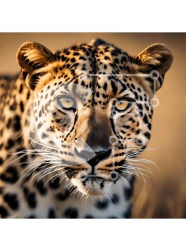 Intra Συλλεκτικό Ξύλινο Παζλ Plywood  4mm - Λεοπάρδαλη που κοιτάζει την κάμερα στο γρασίδι Σε Ξύλινο Κουτί - Διαστάσεις: 10x10 cm – 25 κομμάτια