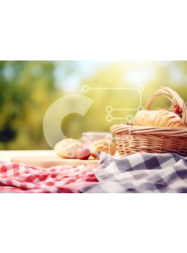 Σετ των 2 Intra Συλλεκτικό Ξύλινο Παζλ Plywood  4mm - Καλάθι για πικνίκ με ψωμί, αρτοσκευάσματα, φρούτα και κρασί Σε Ξύλινο Κουτί - Διαστάσεις: 10x10 cm – 25 κομμάτια