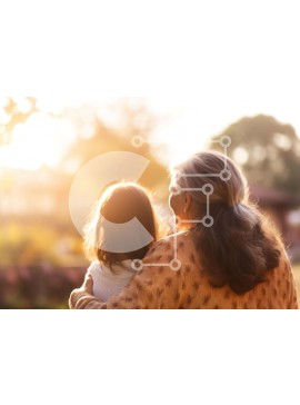 Intra Συλλεκτικό Ξύλινο Παζλ Plywood  4mm - Ηλικιωμένη γυναίκα και νεαρό κορίτσι που περπατούν στο πάρκο Σε Ξύλινο Κουτί - Διαστάσεις Puzzle: 10x10 cm – 25 κομμάτια