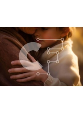 Intra Συλλεκτικό Ξύλινο Παζλ Plywood  4mm - Μητέρα που αγκαλιάζει το παιδί Σε Ξύλινο Κουτί - Διαστάσεις Puzzle: 10x10 cm – 25 κομμάτια