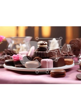 Σετ των 2 Intra Συλλεκτικό Ξύλινο Παζλ Plywood  4mm - Πιάτο με σοκολάτες και επιδόρπια Σε Ξύλινο Κουτί - Διαστάσεις: 10x10 cm – 25 κομμάτια