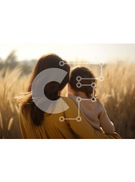 Intra Συλλεκτικό Ξύλινο Παζλ Plywood  4mm - Δέσιμο μητέρας και παιδιού σε ανοιχτό πεδίο Σε Ξύλινο Κουτί - Διαστάσεις Puzzle: 10x10 cm – 25 κομμάτια