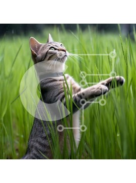 Intra Συλλεκτικό Ξύλινο Παζλ Plywood  4mm - Περίεργη γάτα στο ψηλό γρασίδι Σε Ξύλινο Κουτί - Διαστάσεις: 10x10 cm – 25 κομμάτια