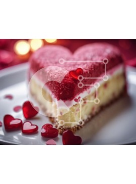 Σετ των 2 Intra Συλλεκτικό Ξύλινο Παζλ Plywood  4mm - Κέικ σε σχήμα καρδιάς με Red Frosting και Sprinkles Σε Ξύλινο Κουτί - Διαστάσεις: 10x10 cm – 25 κομμάτια