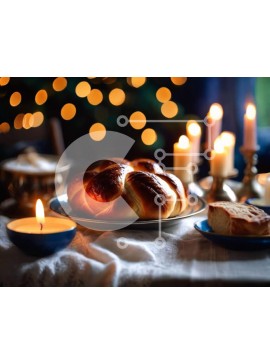 Σετ των 2 Intra Συλλεκτικό Ξύλινο Παζλ Plywood  4mm - Πιάτο ψωμιού με κεριά στο τραπέζι Σε Ξύλινο Κουτί - Διαστάσεις: 10x10 cm – 25 κομμάτια