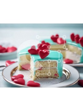 Σετ των 2 Intra Συλλεκτικό Ξύλινο Παζλ Plywood  4mm - Κέικ σε σχήμα καρδιάς με φράουλες καλυμμένες με σοκολάτα Σε Ξύλινο Κουτί - Διαστάσεις: 10x10 cm – 25 κομμάτια