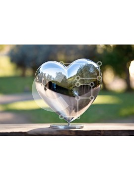 Intra Συλλεκτικό Ξύλινο Παζλ Plywood  4mm - Ασημένιο γλυπτό σε σχήμα καρδιάς σε ξύλινο τραπέζι Σε Ξύλινο Κουτί - Διαστάσεις: 10x10 cm – 25 κομμάτια