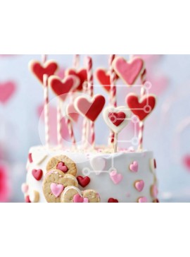 Σετ των 2 Intra Συλλεκτικό Ξύλινο Παζλ Plywood  4mm - Λευκό Κέικ με Διακοσμητικά Καρδιά και Πασπαλίσματα Σε Ξύλινο Κουτί - Διαστάσεις: 10x10 cm – 25 κομμάτια