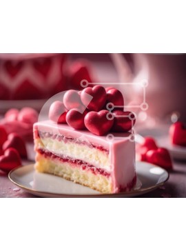 Σετ των 2 Intra Συλλεκτικό Ξύλινο Παζλ Plywood  4mm - Ροζ κέικ με καραμέλες σε σχήμα καρδιάς Σε Ξύλινο Κουτί - Διαστάσεις: 10x10 cm – 25 κομμάτια