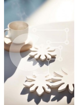 Σετ των 2 Intra Συλλεκτικό Ξύλινο Παζλ Plywood  4mm - Λευκό φλιτζάνι καφέ και σουβέρ στο τραπέζι Σε Ξύλινο Κουτί - Διαστάσεις: 10x10 cm – 25 κομμάτια