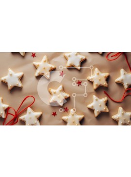 Σετ των 2 Intra Συλλεκτικό Ξύλινο Παζλ Plywood  4mm - Διακοσμήσεις μπισκότων σε σχήμα αστεριού σε καφέ επιφάνεια Σε Ξύλινο Κουτί - Διαστάσεις: 10x10 cm – 25 κομμάτια