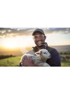 Intra Συλλεκτικό Ξύλινο Παζλ Plywood  4mm - Άτομο που κρατά ένα αρνί σε ένα αγρόκτημα Σε Ξύλινο Κουτί - Διαστάσεις: 10x10 cm – 25 κομμάτια