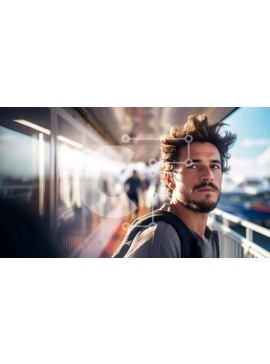 Intra Συλλεκτικό Ξύλινο Παζλ Plywood  4mm - Άτομο που απολαμβάνει τη θέα σε μια ανοιχτή πλατφόρμα τρένου Σε Ξύλινο Κουτί - Διαστάσεις Puzzle: 10x10 cm – 25 κομμάτια