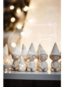 Intra Συλλεκτικό Ξύλινο Παζλ Plywood  4mm - Εορταστικά λευκά ειδώλια στο τραπέζι Σε Ξύλινο Κουτί - Διαστάσεις Puzzle: 10x10 cm – 25 κομμάτια