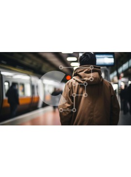 Intra Συλλεκτικό Ξύλινο Παζλ Plywood  4mm - Άτομο που περιμένει το τρένο στο σταθμό του μετρό Σε Ξύλινο Κουτί - Διαστάσεις Puzzle: 10x10 cm – 25 κομμάτια