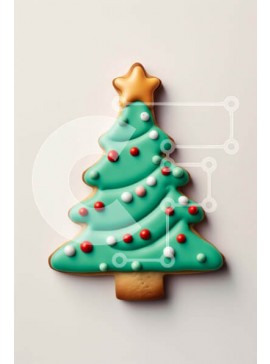 Σετ των 2 Intra Συλλεκτικό Ξύλινο Παζλ Plywood  4mm - Ανάποδα μπισκότο χριστουγεννιάτικου δέντρου σε λευκό φόντο Σε Ξύλινο Κουτί - Διαστάσεις: 10x10 cm – 25 κομμάτια