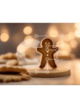 Σετ των 2 Intra Συλλεκτικό Ξύλινο Παζλ Plywood  4mm - Ειδώλιο άνδρα με μελόψωμο σε μπισκότα με εορταστικά φώτα Σε Ξύλινο Κουτί - Διαστάσεις: 10x10 cm – 25 κομμάτια