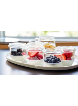 Σετ των 2 Intra Συλλεκτικό Ξύλινο Παζλ Plywood  4mm - Δίσκος φρέσκων φρούτων και γιαουρτιού Σε Ξύλινο Κουτί - Διαστάσεις: 10x10 cm – 25 κομμάτια