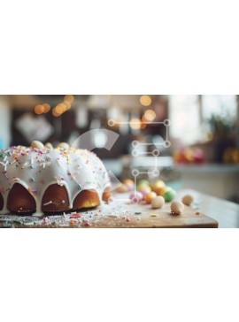 Σετ των 2 Intra Συλλεκτικό Ξύλινο Παζλ Plywood  4mm - Τούρτα Bundt με White Frosting και Sprinkles Σε Ξύλινο Κουτί - Διαστάσεις: 10x10 cm – 25 κομμάτια