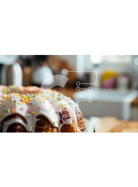 Σετ των 2 Intra Συλλεκτικό Ξύλινο Παζλ Plywood  4mm - Πολύχρωμο Sprinkle Bundt Cake με γλάσο στο πιάτο Σε Ξύλινο Κουτί - Διαστάσεις: 10x10 cm – 25 κομμάτια