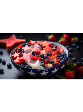 Σετ των 2 Intra Συλλεκτικό Ξύλινο Παζλ Plywood  4mm - Patriotic Fruit Bowl με καρπούζι, φράουλες και βατόμουρα Σε Ξύλινο Κουτί - Διαστάσεις: 10x10 cm – 25 κομμάτια