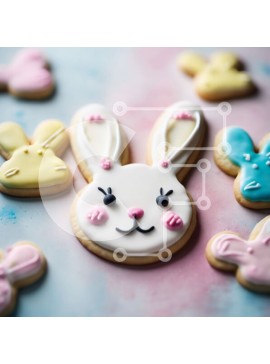 Σετ των 2 Intra Συλλεκτικό Ξύλινο Παζλ Plywood  4mm - Ποικιλία πασχαλινών μπισκότων λαγουδάκι στο τραπέζι Σε Ξύλινο Κουτί - Διαστάσεις: 10x10 cm – 25 κομμάτια