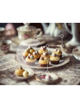 Σετ των 2 Intra Συλλεκτικό Ξύλινο Παζλ Plywood  4mm - Σετ σε διάφορα επιδόρπια και τραπέζι τσαγιού Σε Ξύλινο Κουτί - Διαστάσεις: 10x10 cm – 25 κομμάτια