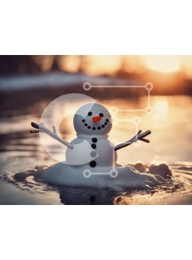 Intra Συλλεκτικό Ξύλινο Παζλ Plywood  4mm - Χιονάνθρωπος που κάθεται στο νερό με τα χέρια τεντωμένα Σε Ξύλινο Κουτί - Διαστάσεις Puzzle: 10x10 cm – 25 κομμάτια