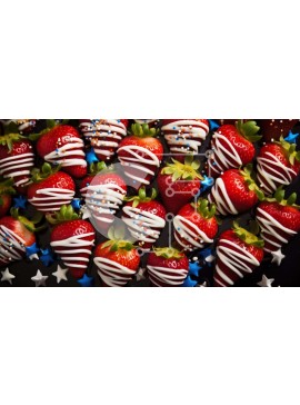 Σετ των 2 Intra Συλλεκτικό Ξύλινο Παζλ Plywood  4mm - Πατριωτικές κόκκινες, λευκές και μπλε παγωμένες φράουλες Σε Ξύλινο Κουτί - Διαστάσεις: 10x10 cm – 25 κομμάτια